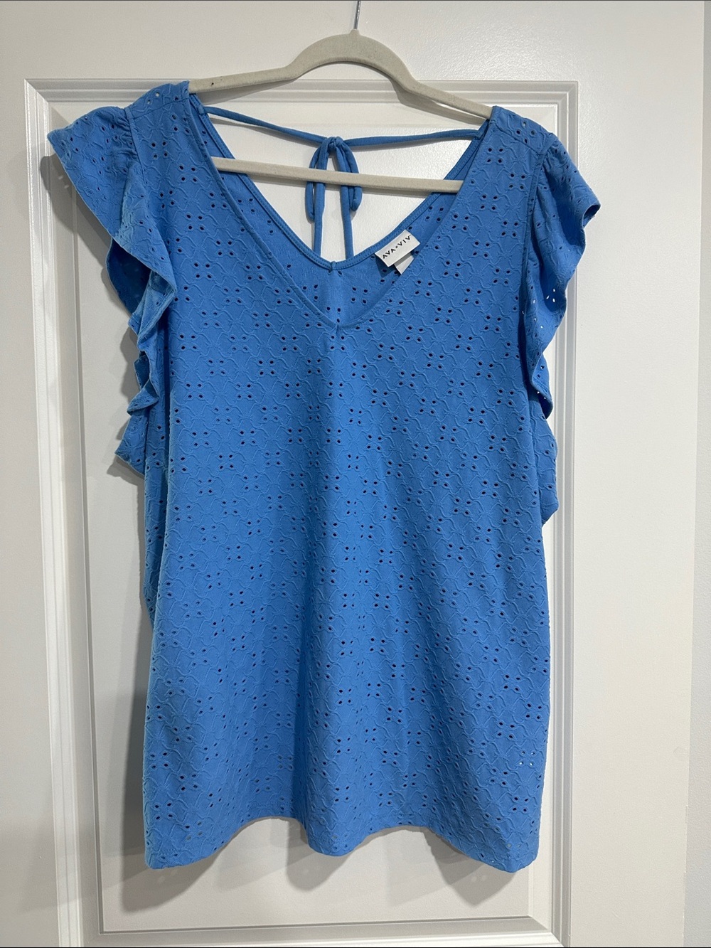 Ava & Viv Bright Blue Eyelet Ruffle Tie-Back Camisole